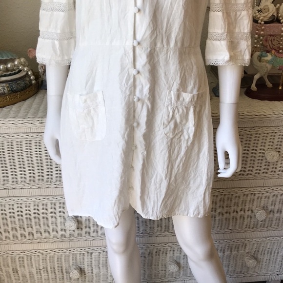 Reformation Eloise 100% linen button front dress white color size 10 - Picture 5 of 11